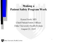Making a Patient Safety Program Work