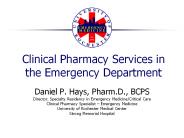 Clinical Pharmacy Services in the Emergency Department