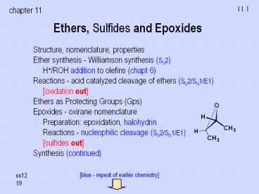 Ethers, Sulfides and Epoxides