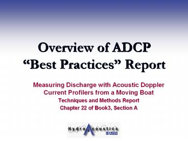 Overview of ADCP Best Practices Report