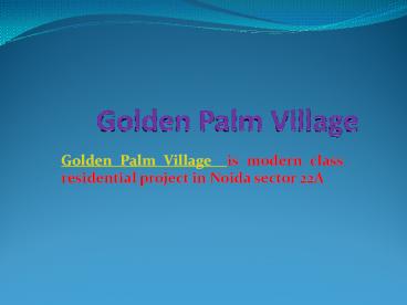 Nimbus Golden Palm Village Noida