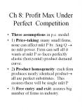 Ch 8: Profit Max Under Perfect Competition PowerPoint PPT Presentation