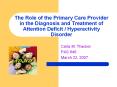 The Role of the Primary Care Provider in the Diagnosis and Treatment of Attention Deficit / Hyperactivity Disorder PowerPoint PPT Presentation