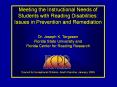 Meeting the Instructional Needs of Students with Reading Disabilities: Issues in Prevention and Remediation PowerPoint PPT Presentation