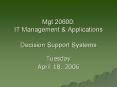 Mgt 20600: IT Management & Applications Decision Support Systems PowerPoint PPT Presentation