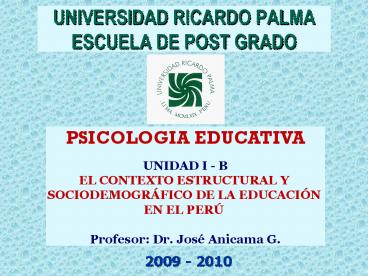 UNIVERSIDAD RICARDO PALMA ESCUELA DE POST GRADO