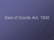 Sale of Goods Act, 1930