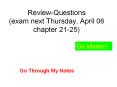 Review-Questions (exam next Thursday, April 06 chapter 21-25) PowerPoint PPT Presentation
