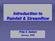 Introduction to Rainfall & Streamflow