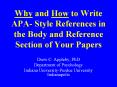 Why and How to Write APA- Style References in the Body and Reference Section of Your Papers PowerPoint PPT Presentation