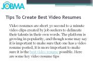 Tips To Create Best Video Resumes