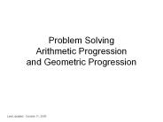 Problem Solving Arithmetic Progression and Geometric Progression