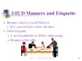 3.02 D Manners and Etiquette PowerPoint PPT Presentation