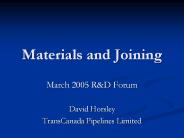 Materials and Joining