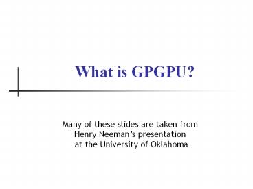What is GPGPU?