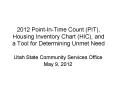 2012 Point-In-Time Count (PIT), Housing Inventory Chart (HIC), and a Tool for Determining Unmet Need PowerPoint PPT Presentation