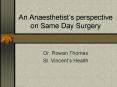 An Anaesthetist’s perspective on Same Day Surgery PowerPoint PPT Presentation