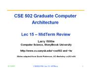 CSE 502 Graduate Computer Architecture  Lec 15 