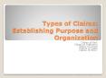 Types of Claims: Establishing Purpose and Organization PowerPoint PPT Presentation