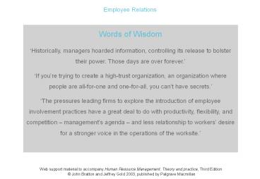 Bratton & Gold: HRM 3e CHAPTER 2