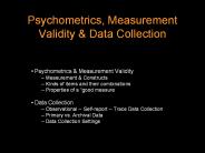 Psychometrics, Measurement Validity & Data Collection
