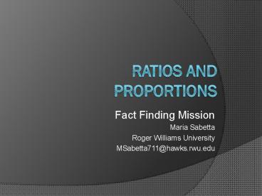 Ratios and Proportions