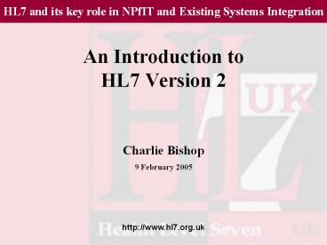 An Introduction to HL7 Version 2