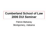 Cumberland School of Law 2006 DUI Seminar