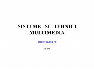 SISTEME  SI  TEHNICI MULTIMEDIA