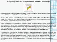 Cargo Ship Fuel Cost Savings Possible With New Technology