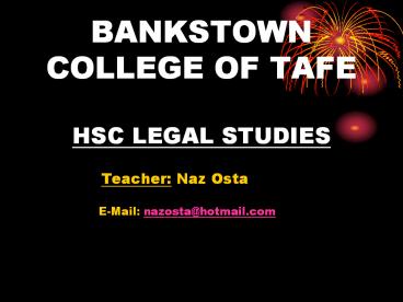 BANKSTOWN COLLEGE OF TAFE HSC LEGAL STUDIES