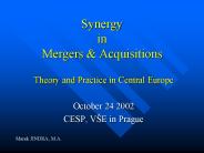 Synergy in Mergers & Acquisitions