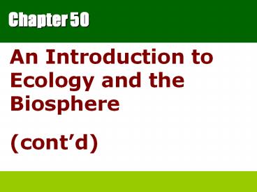 An Introduction to Ecology and the Biosphere