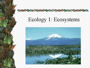 Ecology 1: Ecosystems