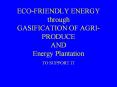 ECO-FRIENDLY ENERGY through GASIFICATION OF AGRI-PRODUCE AND Energy Plantation TO SUPPORT IT PowerPoint PPT Presentation