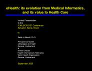 eHealth: its evolution from Medical Informatics,