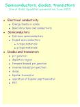 Semiconductors, diodes, transistors (Horst Wahl, QuarkNet presentation, June 2001) PowerPoint PPT Presentation