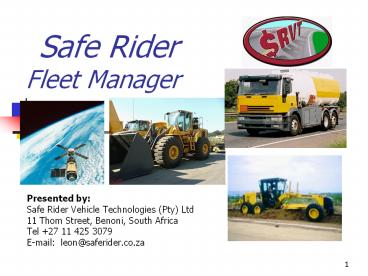 Safe Rider  Fleet Manager
