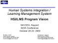 Human Systems Integration / Learning Management System HSI/LMS Program Vision PowerPoint PPT Presentation