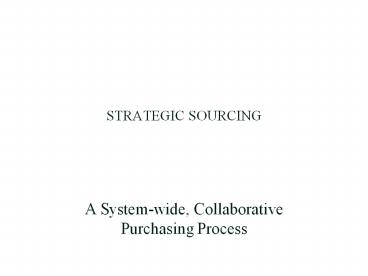 STRATEGIC SOURCING
