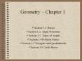 Geometry   Chapter 1 Section 1.1 Basics Section 1.2 Angle PowerPoint PPT Presentation