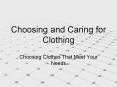 Choosing and Caring for Clothing PowerPoint PPT Presentation