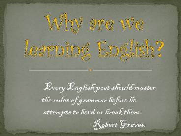 Why are we learning English?