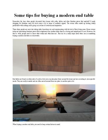 Some tips for buying a modern end table