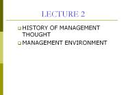 HISTORY OF MANAGEMENT THOUGHT