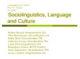 Language and Culture Prof. R. Hickey SS 2006  Sociolinguistics, Language and Culture PowerPoint PPT Presentation