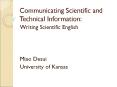 Communicating Scientific and Technical Information PowerPoint PPT Presentation