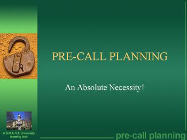 PRE-CALL PLANNING