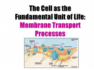 The Cell as the Fundamental Unit of Life: Membrane Transport