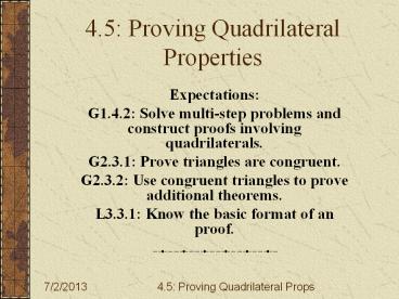 4.5: Proving Quadrilateral Properties